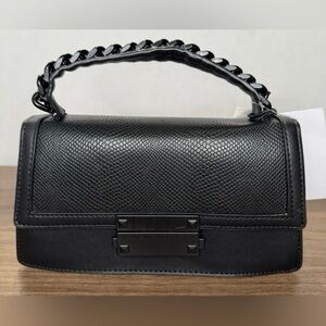 Nicole Miller Black Crocodile Skin Black  Hardware Handbag/Crossbody Bag NWT